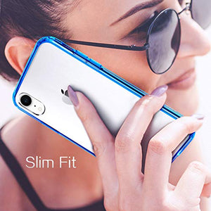 Mkeke Compatible with iPhone XR Case,Clear Anti-Scratch Shock Absorption Cover Case for iPhone XR Blue