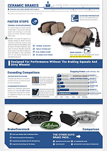 Callahan CDS02196 REAR 300mm D/S 5 Lug [2] Rotors + Ceramic Brake Pads + Clips + Sensors [fit Mercedes Benz C250 C300]