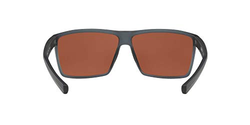 Costa Del Mar Men's Rincon Polarized Rectangular Sunglasses, Matte Smoke Crystal/Copper Green Mirrored Polarized-580G, 63 mm