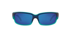 Costa Del Mar Men's Caballito Polarized Rectangular Sunglasses, Matte Caribbean Fade/Grey Blue Mirrored Polarized-580P, 59 mm