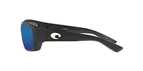 Costa Del Mar Men's Tuna Alley 580G Polarized Rectangular Sunglasses, Matte Black/Grey Blue Mirrored Polarized-580G, 62 mm