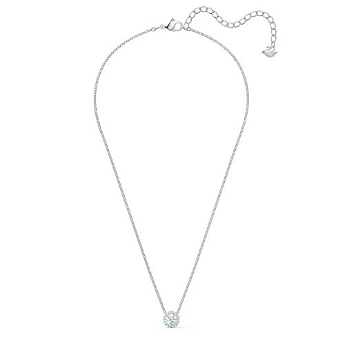 Swarovski Angelic Pendant with Circular Clear Crystal and Clear Crystal Pavé on a Rhodium Plated Chain