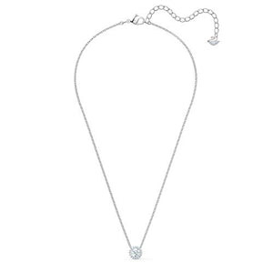 Swarovski Angelic Pendant with Circular Clear Crystal and Clear Crystal Pavé on a Rhodium Plated Chain