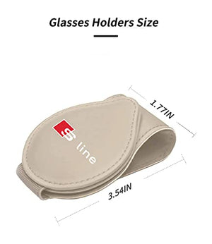 Custom-Fit for Audi S-Line Sunglasses Holder, for Visor Storage Glasses, Magnetic Leather Glasses Frame, for Audi S-Line Accessories (for Audi S-Line, Beige)