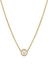 14k yellow gold diamond solitaire necklace,Small diamond bezel necklace 0.10ct, Zoe Lev Jewelry
