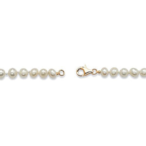 14K Yellow Gold over Sterling Silver Round Genuine Cultured Freshwater Pearl 3 Piece Pearl Set, 18 inches