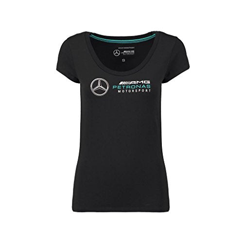 Mercedes Benz Petronas AMG Formula 1 Women's Black Team Logo T-Shirt F1 (Large)