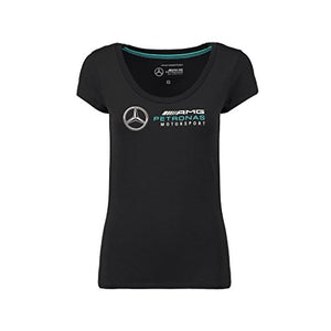 Mercedes Benz Petronas AMG Formula 1 Women's Black Team Logo T-Shirt F1 (Large)