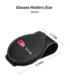 Custom-Fit for Audi S-Line Sunglasses Holder, for Visor Storage Glasses, Magnetic Leather Glasses Frame, for Audi S-Line Accessories (for Audi S-Line, Black)