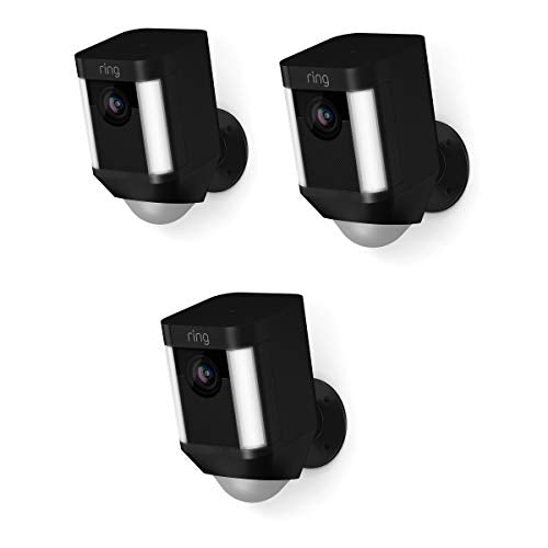 Ring Spotlight Cam Battery HD Security Camera with Built Two-Way Talk and a Siren Alarm, Black, Works with Alexa - 3-Pack