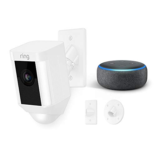 Ring Spotlight Cam Mount (White) with Echo Dot (Charcoal)