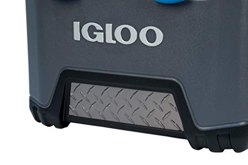 Igloo BMX 25 Quart Cooler with Cool Riser Technology, Fish Ruler, and Tie-Down Points - 11.29 Pounds - Carbonite Gray and Blue