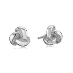 Jewelili Sterling Silver Diamond Knot Earrings 1/10cttw