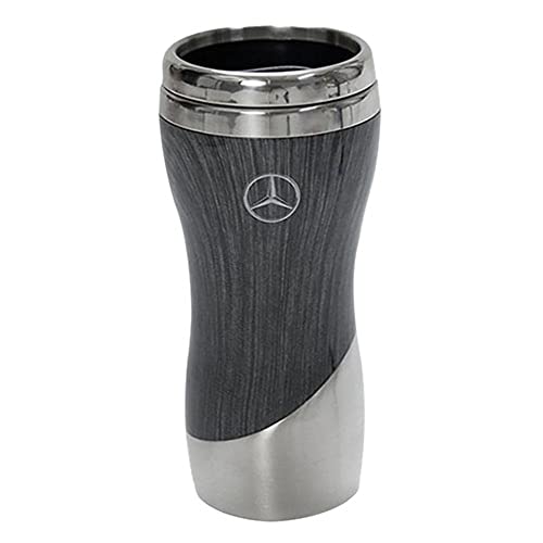 Mercedes Benz Double Wall Stainless Steel and Wood Grain Tumbler Coffee Mug (Grey)