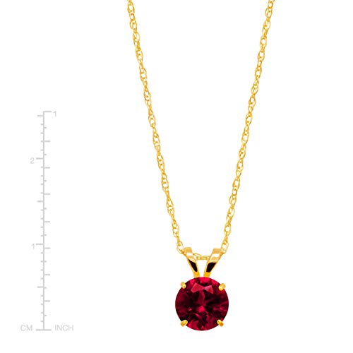 1 ct Created Ruby Round-Cut Solitaire Pendant Necklace in 10K Gold