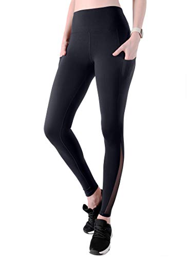 High Waisted Yoga Pants with Pockets - Butt Lifting Yoga Leggings, Tummy Control, Squat-Proof Workout Pants for Women Black
