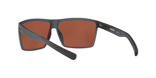 Costa Del Mar Men's Rincon Polarized Rectangular Sunglasses, Matte Smoke Crystal/Copper Green Mirrored Polarized-580G, 63 mm
