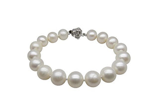Pearl Romance 20" inch 3pc Set Cultured Round White Strand Pearl Necklace Bracelet Stud Earrings Genuine Freshwater 6mm 7mm 8mm 9mm 10mm 11mm (6.0-6.5mm)