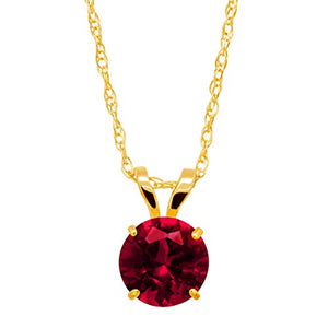 1 ct Created Ruby Round-Cut Solitaire Pendant Necklace in 10K Gold