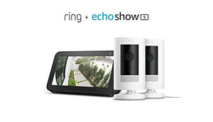 Ring Stick Up Cam Plug-In 2-Pack with Echo Show 5 (Charcoal)