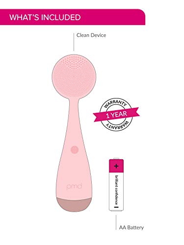 PMD Clean - Smart Facial Cleansing Device with Silicone Brush & Anti-Aging Massager - Waterproof - SonicGlow Vibration Technology - Lift, Firm, and Tone Skin on Face and Body (Blush)