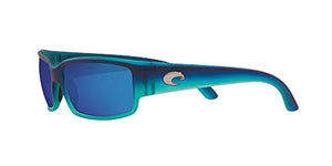 Costa Del Mar Men's Caballito Polarized Rectangular Sunglasses, Matte Caribbean Fade/Grey Blue Mirrored Polarized-580P, 59 mm