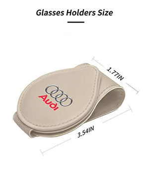 Custom-Fit for Audi Sunglasses Holder, for Visor Storage Glasses, Magnetic Leather Glasses Frame, for Audi Accessories (for Audi, Beige)