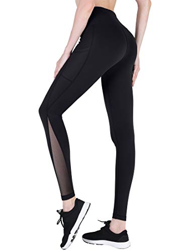 High Waisted Yoga Pants with Pockets - Butt Lifting Yoga Leggings, Tummy Control, Squat-Proof Workout Pants for Women Black