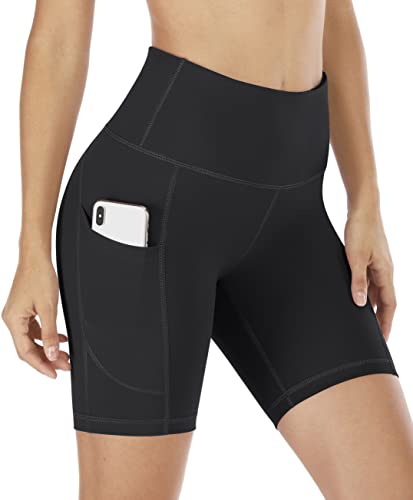 IUGA Workout Shorts for Women with Pockets High Waisted Biker Shorts for Women Yoga Shorts Running Shorts Black