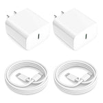 [MFi Certified] iPhone 14 13 12 11 Fast Charger, 2 Pack 20W Type C Wall Charger Block with 6FT USB-C to Lightning Cables Compatible with iPhone 14/13/12/11/ Xs Max/XR/X/ 8 Plus/iPad,White