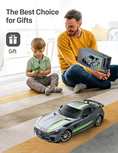 MIEBELY Remote Control Car, Mercedes Benz 1/16 Scale Official Authorized GT R Pro Rc Cars 7.4V 500mAh Rechargeable Battery 2.4Ghz Rc Drift Cars W/ LED Toy Car Birthday Gift for Boys Kids Adults Age 6+