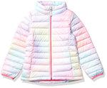 Amazon Essentials Girls' Lightweight Water-Resistant Packable Mock Puffer Jacket, Pink, Ombre, Small