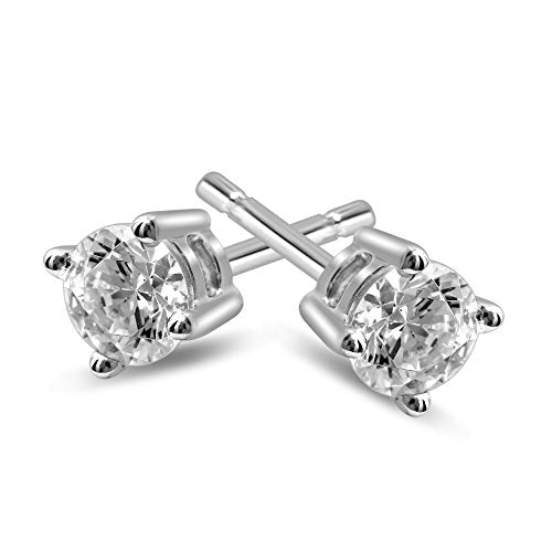 Diamond Jewel 14K Gold Round Diamond Stud Earrings (White-Gold, 0.5)