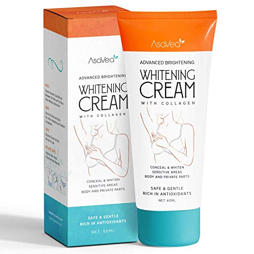 Whitening Cream for Armpits, Intimate Parts, Between Legs - with Collagen - Effective Lightening Cream - Brightens, Nourishes, Moisturizes Underarm, Neck, Knees, Elbows by AsaVea