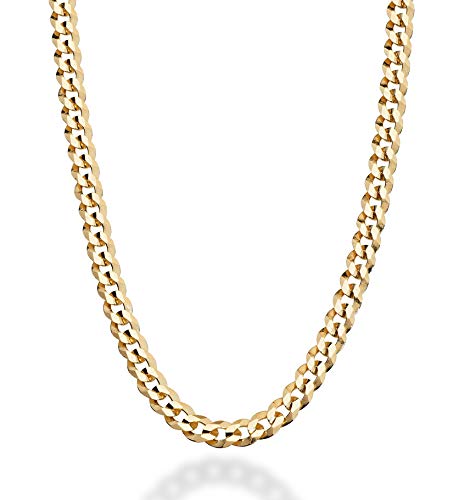 MiaBella Solid 18K Gold Over Sterling Silver Italian 5mm Diamond-Cut Cuban Link Curb Chain Necklace for Women Men, 16, 18, 20, 22, 24, 26, 30 Inch 925 Sterling Silver Made in Italy (26 Inches)