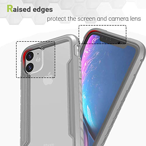 iPhone 11 Case, KAERSI Hybrid Case Cover Clear for 2019 Apple iPhone 11-6.1inch, Military Grade Anti-Drop and Shockproof TPU+PC+Aluminum Protection Cases with Soft Edges Non-Slip
