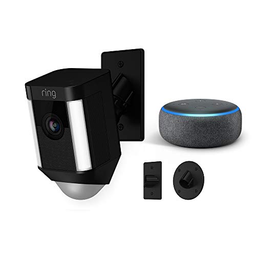 Ring Spotlight Cam Mount (Black) with Echo Dot (Charcoal)