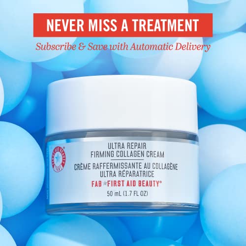 First Aid Beauty Ultra Repair Firming Collagen Cream - Day & Night Anti-Aging Face Moisturizer with Collagen, Peptides and Niacinamide - 1.7 fl oz