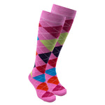 Women's Mixed Pink Argyle Knee High Socks