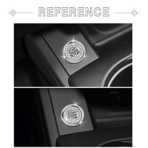 1797 Start Button Cover for Audi Accessories Bling Q5 A4 A5 A6 A7 S4 S5 S6 S7 S8 Car Engine Ring Sticker Decal Crystal Silver Pack of 2
