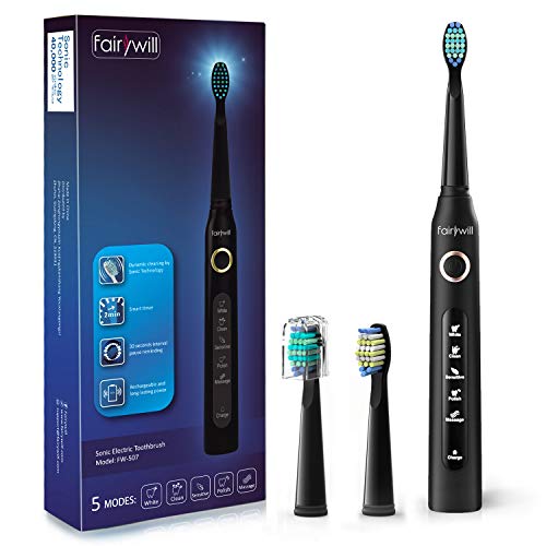 Electric Toothbrush Powerful Sonic Cleaning - ADA Accepted Rechargeable Toothbrush with Timer, 5 Optional Modes, 3 Brush Heads, 4 Hr Charge Last 30 Days Whitening Sonic Toothbrush for Adults and Kids