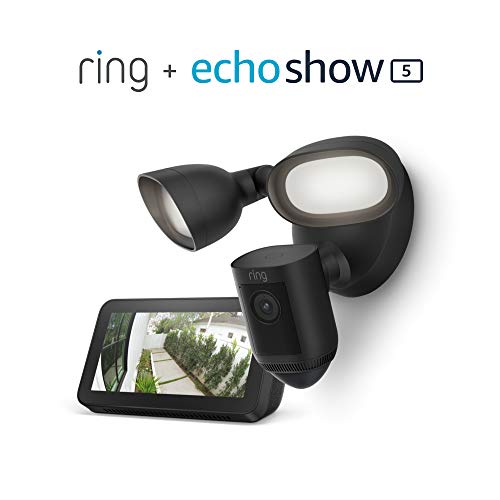 Ring Floodlight Cam Wired Pro Black with Echo Show 5 (Charcoal)