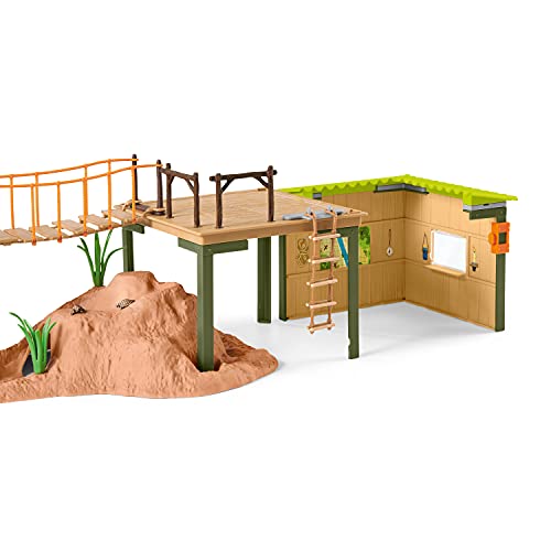 Schleich Wild Safari Animal Toys Playset - Ranger Adventure Station with Alligator, Tiny Turtles, Baby Monkey, and Black Panther, Figurines for Kids Both Boys and Girls Age 3 and Above