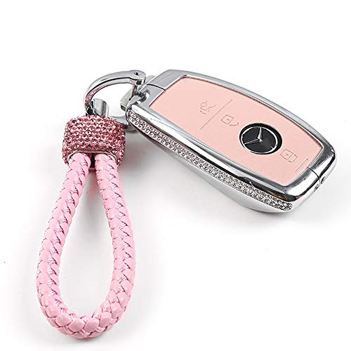 TopDall Bling Crystal Leather Key Fob Case Cover Chain Premium Fashion Protector Sleeve for Mercedes Benz