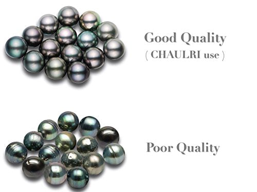 CHAULRI Authentic 9-10mm South Sea Tahitian Black Pearl Pendant Necklace 18K Gold Plated 925 Sterling Silver - Jewelry Gifts for Women Wife Mom Daughter