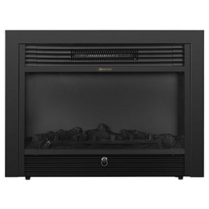 XtremepowerUS 28.5" Embedded Fireplace Electric Insert Heater Glass View Log Flame Stove Adjustable 1500W Remote, Black
