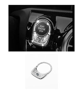 TopDall Crystal Bling Auto Start Engine Ignition Button Knob Ring Silver Sticker for Mercedes-Benz