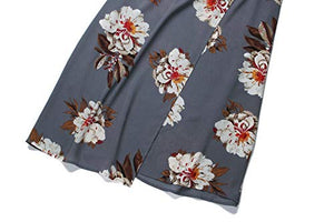 ZESICA Women's Halter Neck Floral Print Backless Split Beach Party Maxi Dress,Grey,Medium