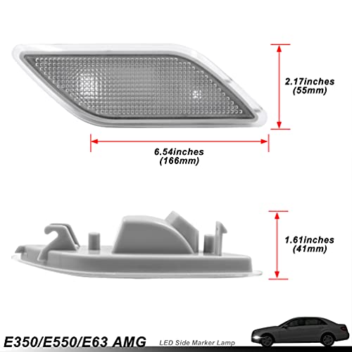 Clear Lens Front Bumper Side Marker Lights Lamp Housing for 2010-2013 Mercedes-Benz W212 E-Class Pre-LCI E350 E550 E63 AMG Sedan/Wagon Driver Fender Sidemarker OEM Lamps Replacements