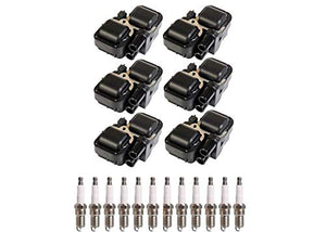 ENA Set of 6 Ignition Coil Pack and 12 Platinum Spark Plugs Compatible with Mercedes-Benz 2001 2002 2003 2004 2005 Replacement for C240 UF359